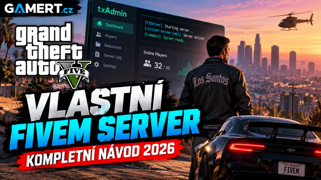 Vlastní FiveM server v GTA 5 si dnes může založit téměř každý. Nemusíte být profesionální programátor ani zkušený správce serverů. Díky nástrojům, jako je txAdmin, můžete během krátké doby vytvořit vlastní herní svět, pozvat kamarády nebo začít budovat českou GTA 5 RP komunitu. V tomto návodu vám ukážeme, jak vytvořit FiveM server krok za krokem, co všechno budete potřebovat, kolik stojí hosting a jak do serveru přidávat vlastní auta, povolání nebo herní skripty. Co je FiveM a proč si založit vlastní server? FiveM je multiplayerová platforma pro Grand Theft Auto V, která umožňuje provozovat vlastní servery s upravenými herními pravidly, vozidly, mapami a dalšími funkcemi. Na rozdíl od klasického GTA Online získává správce FiveM serveru výrazně větší kontrolu nad tím, jak bude celý herní svět fungovat. Velkou popularitu získaly zejména GTA 5 RolePlay servery, na kterých hráči představují policisty, záchranáře, podnikatele, mechaniky nebo členy zločineckých organizací. Vlastní FiveM server můžete využít například pro závody, volné ježdění s přáteli, realistické RP nebo komunitní herní události. Co potřebujete k vytvoření FiveM serveru? Než začnete s instalací, připravte si několik základních věcí. Počítač s Windows nebo vhodný serverový hosting. Účet na platformě Cfx.re. Serverové soubory FXServer. Bezplatný registrační klíč serveru. Stabilní internetové připojení. Program 7-Zip pro rozbalení souborů. Pokud si chcete na serveru také zahrát, budete potřebovat legálně zakoupenou kompatibilní verzi GTA V a klienta FiveM. Důležité: Server můžete provozovat na domácím počítači, ale pro veřejný projekt dostupný nepřetržitě je zpravidla vhodnější placený hosting. Jak vytvořit vlastní FiveM server krok za krokem Následující postup využívá oficiální serverový software FiveM a administrační nástroj txAdmin. 1. Založte si účet Cfx.re Prvním krokem je vytvoření účtu na oficiální platformě Cfx.re. Otevřete web portal.cfx.re a přihlaste se pomocí svého Cfx účtu. Později zde vytvoříte registrační klíč potřebný ke spuštění serveru. 2. Stáhněte soubory FiveM serveru Navštivte oficiální stránku FiveM Server Download a vyberte požadovanou platformu a operační systém. Pro běžnou instalaci na Windows stáhněte doporučenou verzi serverových souborů, označovaných jako server artifacts. Archiv rozbalte například do složky: C:\FXServer\server Tato složka bude obsahovat soubory potřebné ke spuštění vašeho FiveM serveru. 3. Spusťte FXServer a txAdmin V rozbalené složce spusťte soubor FXServer.exe. Automaticky by se mělo otevřít webové administrační rozhraní txAdmin. Pokud se stránka neotevře, zadejte do prohlížeče: http://localhost:40120 Z konzole serveru opište bezpečnostní PIN, propojte svůj Cfx účet a vytvořte administrační heslo. txAdmin umožňuje pohodlnou správu serveru, hráčů, herních prostředků i konfigurace. 4. Vytvořte základ serveru V administračním rozhraní zadejte název serveru. Následně vyberte možnost Popular Recipes a základní šablonu FiveM Basic Server (CFX Default). Tato varianta je vhodná zejména pro začátečníky, kteří chtějí nejprve otestovat fungování serveru bez složitého nastavování databází a pokročilých skriptů. 5. Vygenerujte serverový klíč Během instalace vás txAdmin vyzve k zadání registračního klíče. Přejděte na Cfx Portal, vytvořte nový klíč a zkopírujte jej do příslušného pole v txAdmin. Poté klikněte na Run Recipe. Instalační nástroj připraví základní soubory a konfiguraci. Klíč nikde veřejně nesdílejte. 6. Spusťte svůj vlastní FiveM server Po dokončení instalace klikněte na Save & Run Server. Pokud vše proběhlo správně, server se spustí a bude připraven k testování. Na stejném počítači můžete otevřít klienta FiveM a připojit se k lokálnímu serveru pomocí nabídky LAN. A máte hotovo! Právě jste vytvořili základ vlastního FiveM serveru. Jak umožnit připojení ostatním hráčům? Pokud chcete hrát s kamarády přes internet, nestačí pouze lokálně spustit server. U domácího hostování je obvykle potřeba povolit herní port 30120 TCP i UDP ve firewallu a správně nastavit přesměrování portů na routeru. Potřebujete také veřejně dostupnou IP adresu nebo jiné vhodné síťové řešení. Pokud jste za CGNAT, běžné přesměrování portů nemusí fungovat. U specializovaného FiveM hostingu bývá síťové nastavení často připravené poskytovatelem. Administrační port txAdmin, standardně 40120, by měl být zabezpečený a neměl by být zbytečně přístupný komukoliv na internetu. Kolik stojí vlastní FiveM server v roce 2026? Cena provozu závisí hlavně na počtu hráčů, výkonu hostingu a množství nainstalovaných skriptů. Typ serveru Orientační náklady Domácí testovací server Bez poplatku za hosting, platíte provoz PC Menší FiveM hosting Přibližně 80–200 Kč měsíčně Komunitní RP server Přibližně 200–600 Kč měsíčně Náročnější RP projekt Stovky až tisíce Kč měsíčně Uvedené částky jsou orientační, nikoliv garantované ceny. Některé skripty, mapy, služby správy nebo placené licence mohou rozpočet dále navýšit. Při výběru hostingu doporučujeme sledovat především výkon procesoru, RAM, NVMe úložiště, kvalitu síťového připojení a ochranu proti DDoS útokům. Pro malý testovací projekt mohou stačit jednotky GB RAM. Rozsáhlejší roleplay server s databází a mnoha skripty však může vyžadovat 8–16 GB RAM nebo více. Skutečné nároky vždy závisí na konkrétní konfiguraci. Jak vytvořit vlastní GTA 5 RP server? Pokud nechcete pouze základní multiplayerový server, ale plnohodnotný RolePlay svět, budete potřebovat další systémové komponenty. Nejdůležitější je výběr frameworku, který zajišťuje základní herní ekonomiku, správu postav, povolání a propojení dalších skriptů. ESX ESX patří mezi známé frameworky používané pro FiveM roleplay servery. Nabízí rozsáhlý ekosystém komunitních rozšíření a je vhodný pro různé typy RP projektů. QBCore QBCore představuje další populární řešení, na kterém lze budovat komplexnější systémy postav, zaměstnání, inventáře a dalších herních funkcí. Qbox Qbox je další možností pro vývoj RP serveru, zejména pokud chcete stavět na modernějších komunitních nástrojích. Při instalaci frameworku můžete potřebovat také databázi MySQL nebo MariaDB. Doporučujeme vždy postupovat podle dokumentace konkrétního frameworku a využít kompatibilní instalační šablonu v txAdmin. Jak přidat vlastní auta, mapy a skripty? Jednou z největších výhod FiveM je možnost upravit herní svět podle vlastních představ. Do serveru lze přidávat například policejní vozidla, závodní auta, nové interiéry, obchody, garáže, systém peněz nebo vlastní zaměstnání. Rozšíření FiveM se označují jako resources. Jejich instalace zpravidla spočívá v nahrání souborů do příslušného adresáře serveru a aktivaci daného resource. Pro spuštění konkrétního rozšíření se v konfiguraci server.cfg často používá příkaz: ensure nazev_resource Každý skript ale může mít vlastní instalační požadavky a závislosti. Vyplatí se používat důvěryhodné zdroje, dodržovat licence autorů a pravidelně zálohovat server před většími úpravami. FiveM Legacy nebo GTA V Enhanced? V roce 2026 je při zakládání serveru důležité rozlišovat mezi klasickou variantou FiveM pro GTA V a platformou FiveM pro GTA V Enhanced. Pro Enhanced existují samostatné serverové soubory a některé technické rozdíly, které mohou ovlivnit kompatibilitu skriptů a dalších rozšíření. U Enhanced se například používá spouštěcí soubor cfx-server.exe namísto klasického FXServer.exe a na Windows je vyžadována příslušná knihovna Microsoft Visual C++. Před vytvořením serveru proto ověřte, pro kterou variantu GTA V jsou vaše vybrané frameworky a resources určené. Nejčastější problémy při spuštění FiveM serveru Server se nezobrazuje ostatním hráčům Zkontrolujte firewall, veřejnou dostupnost IP adresy a správné nastavení síťových portů. Server se také nemusí okamžitě objevit ve veřejném seznamu. FiveM hlásí chybu serverového klíče Ověřte platnost klíče v Cfx Portal a správné vložení do konfigurace. Po změně server restartujte. Server se seká nebo má vysoký ping Příčinou může být nedostatečný výkon hostingu, náročné skripty, problémy s databází nebo síťové připojení. Nefunguje nainstalovaný skript Zkontrolujte kompatibilitu s frameworkem, požadované závislosti a chyby v konzoli txAdmin. Ne všechny starší resources budou fungovat s GTA V Enhanced. Může mít FiveM server více než 48 hráčů? Ano, ale musíte splnit licenční podmínky Cfx.re. Podle aktuální dokumentace je pro provoz více než 48 současných hráčských slotů potřeba odpovídající úroveň předplatného FiveM Element Club Argentum nebo vyšší. Změna hodnoty sv_maxclients v konfiguraci sama o sobě nestačí, pokud vaše licence vyšší kapacitu nepovoluje. Dá se na vlastním FiveM serveru vydělávat? Provozovatelé FiveM serverů mohou za určitých podmínek využívat monetizaci, například komunitní podporu nebo prodej povoleného herního obsahu. Oficiálně autorizovanou platformou pro monetizaci FiveM serverů je Tebex. Musíte dodržovat licenční pravidla Cfx.re, pravidla Tebex a příslušné právní předpisy. Rozhodně se nevyplatí spouštět vlastní obchod s placenými herními výhodami bez předchozí kontroly platných pravidel. Vyplatí se založit vlastní FiveM server? Pokud vás baví GTA 5, hraní s přáteli nebo tvorba vlastních herních projektů, pak rozhodně ano. Založení základního FiveM serveru je dnes mnohem dostupnější než dříve. Složitější část však přichází ve chvíli, kdy chcete vytvořit úspěšnou českou RP komunitu. Kromě technického provozu budete potřebovat kvalitní herní obsah, aktivní administrátory, jasná pravidla a pravidelné aktualizace. Naše doporučení: Začněte s menším testovacím serverem, vyzkoušejte základní funkce a teprve potom investujte do rozsáhlých RP skriptů nebo dražšího hostingu. Vlastní FiveM server totiž není jen o technice. Je především o komunitě, která se na něj bude ráda vracet. Sledujte GAMERT.cz pro další návody, novinky a zajímavosti ze světa GTA 5, FiveM a počítačových her.